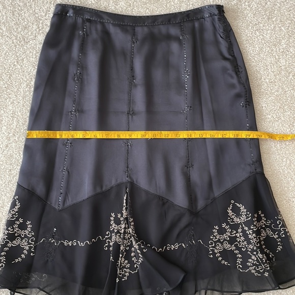 Alfani 100% Silk Embellished Lined Black Patterned Skirt - Picture 12 of 13